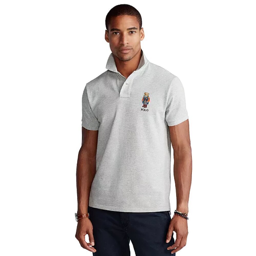 Polo Ralph Lauren Men's Slim Fit Polo Bear Polo Shirt Gray XXL